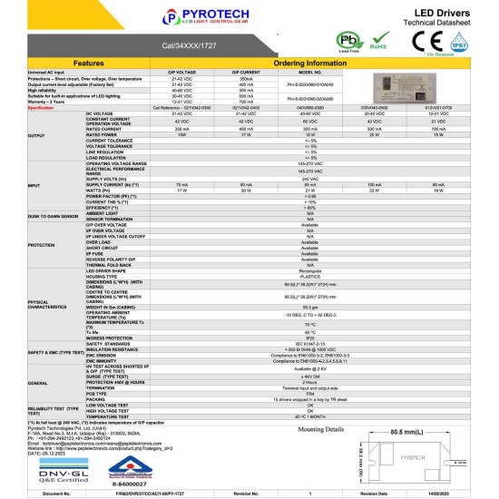 15W (21-42V DC, 300mA) Indoor LED Driver