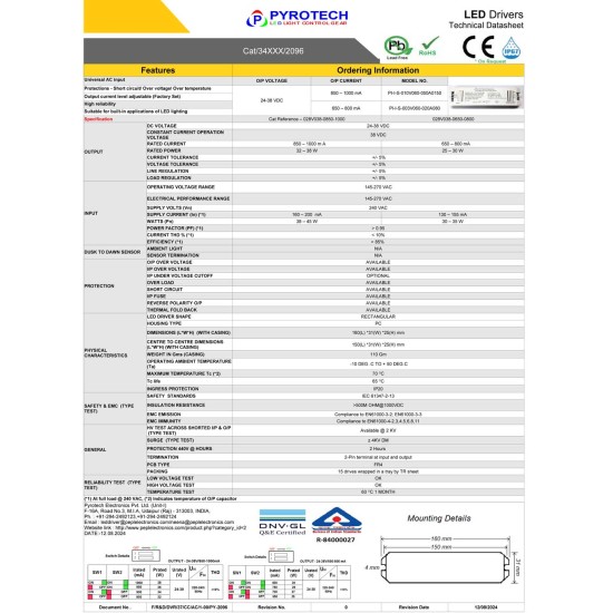 45W (24-38V DC, 850-1000mA)  Linear Dip Switch Indoor LED Driver